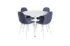 Imagine Plaza Round Table 100 cm - White top / White Legs+Polar Dining Chair - White Legs - Blue Fabric_4