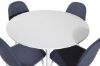 Imagine Plaza Round Table 100 cm - White top / White Legs+Polar Dining Chair - White Legs - Blue Fabric_4