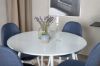 Imagine Plaza Round Table 100 cm - White top / White Legs+Polar Dining Chair - White Legs - Blue Fabric_4