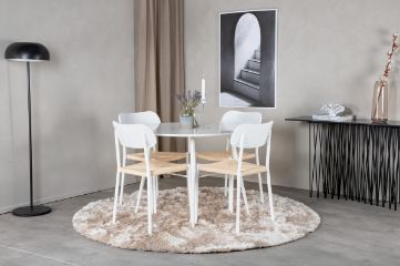 Imagine Va rugam să traduceti complet: Plaza Round Table 100 cm - White top / White Legs + Polly Dining Chair - White / Nature _4