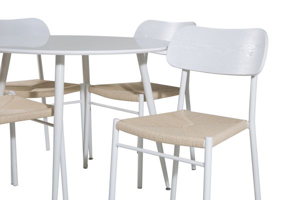 Imagine Va rugam să traduceti complet: Plaza Round Table 100 cm - White top / White Legs + Polly Dining Chair - White / Nature _4