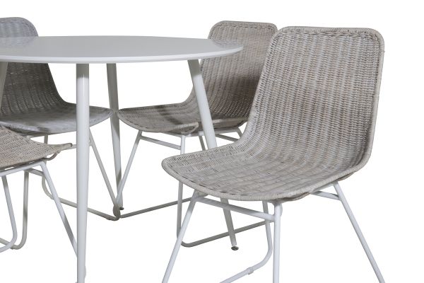 Imagine Masa rotundă Plaza 100 cm - Blat alb / Picioare albe + Scaun de dining Cirebon - White Wash_4