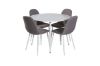 Imagine Masă de dining Plaza de 100 cm - blat alb / picioare albe + scaun Polar - material gri cu picioare albe _4