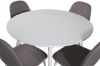 Imagine Masă de dining Plaza de 100 cm - blat alb / picioare albe + scaun Polar - material gri cu picioare albe _4