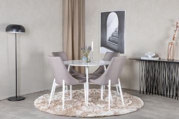 Imagine Vă rugăm să traduceți complet Tabel rotund Plaza 100 cm - Blat alb / Picioare albe + Leone 2.0 Gri polar - Picioare albe _4