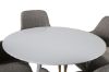 Imagine Masa rotunda Plaza de 100 cm - Blat alb / Picioare albe + Scaun de dining Comfort - Stejar / Gri deschis _4