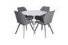 Imagine Masa rotunda Plaza de 100 cm - blat alb / picioare albe+Scaun de dining Gemma - picioare negre - material gri_4