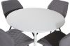 Imagine Masa rotunda Plaza de 100 cm - blat alb / picioare albe+Scaun de dining Gemma - picioare negre - material gri_4