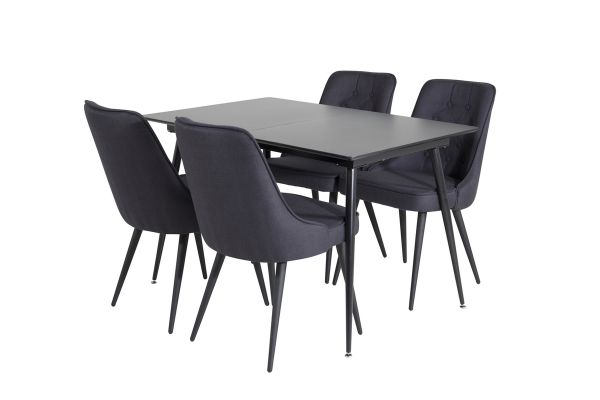 Imagine Masa extensibila Silar - Melamina neagra / Picioare negre + scaun de lux pentru cina - Picioare negre - Material negru_4