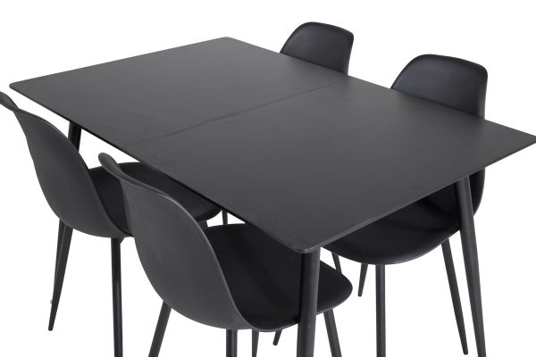 Imagine Masa extensibila Silar - Melamina neagra / Picioare negre + Scaun de dining din plastic Polar - Picioare negre / Plastic negru_4