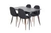 Imagine Silar Extention Table - Black Melamine / Black Legs+Polar Dining Chair - Walnut Legs - Black Fabric_4