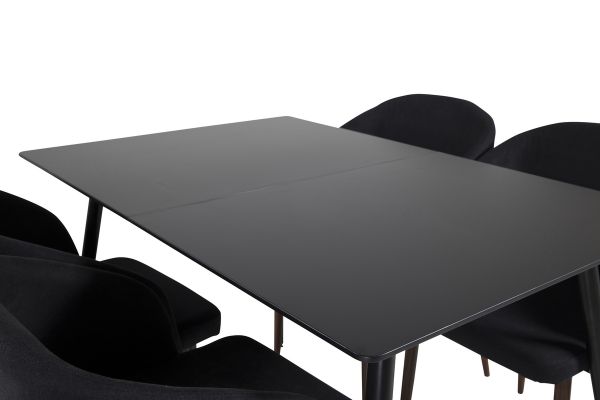 Imagine Silar Extention Table - Black Melamine / Black Legs+Arch Dining Chair - Walnut Legs - Black Fabric_4