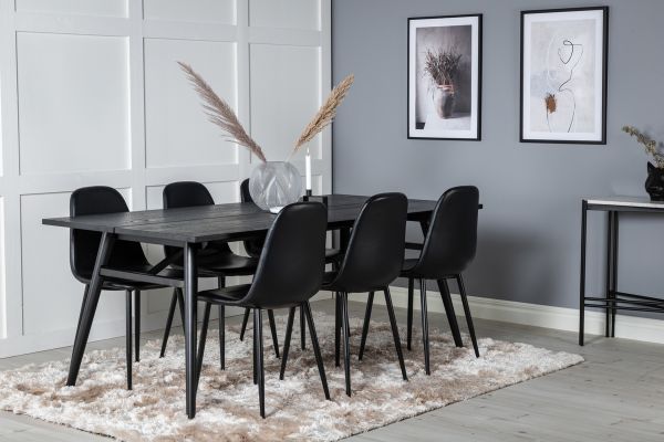 Imagine Sleek Extentiontable Black Brushed - 195*95+Polar Dining Chair - Black / Black_6