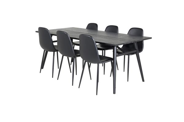 Imagine Sleek Extentiontable Black Brushed - 195*95+Polar Dining Chair - Black / Black_6