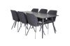 Imagine Sleek Extentiontable Black Brushed - 195*95+Gemma Dining Chair - Black Legs - Black Fabric_6