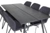 Imagine Sleek Extentiontable Black Brushed - 195*95+Gemma Dining Chair - Black Legs - Black Fabric_6