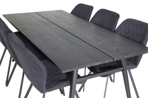 Imagine Sleek Extentiontable Black Brushed - 195*95+Gemma Dining Chair - Black Legs - Black Fabric_6