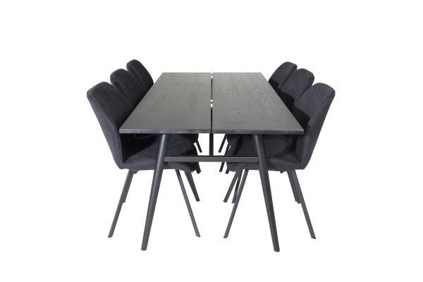 Imagine Sleek Extentiontable Black Brushed - 195*95+Gemma Dining Chair - Black Legs - Black Fabric_6