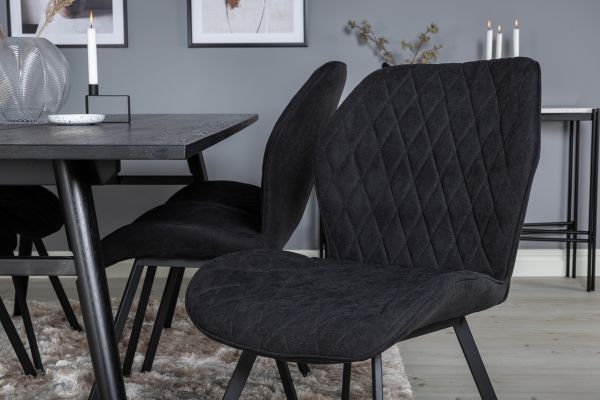 Imagine Sleek Extentiontable Black Brushed - 195*95+Gemma Dining Chair - Black Legs - Black Fabric_6