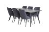 Imagine Masa de extensie Sleek Negru Periat - 195*95+Scaun de lux pentru dining Velvet - Picioare Negre - Material Negru_6