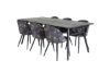 Imagine Tabel Extensibil Sleek Negru Periat - 195*95 + Fotoliu de Dining Velvet - Model Flori Negre_6