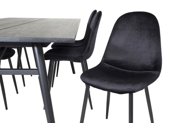 Imagine Extinsie Extinsie Sleek Negru Periat - 195*95+ Scaun de dining Polar - Picioare negre / Catifea neagra (inlocuieste 19902-888)_6