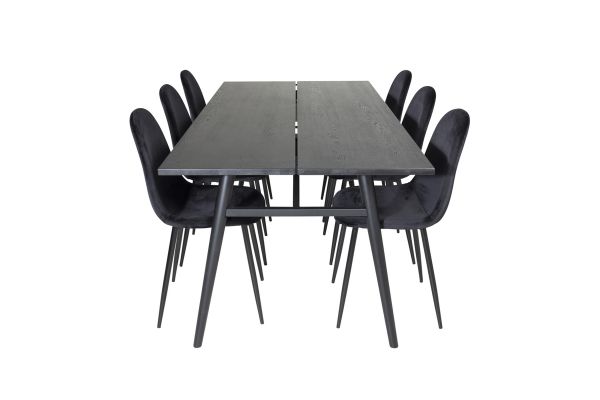 Imagine Extinsie Extinsie Sleek Negru Periat - 195*95+ Scaun de dining Polar - Picioare negre / Catifea neagra (inlocuieste 19902-888)_6