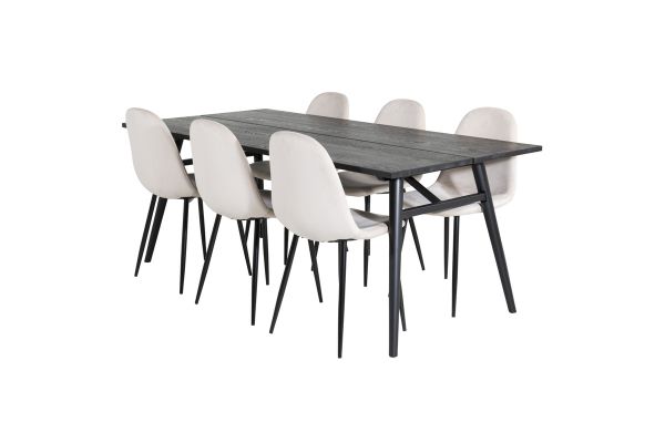 Imagine Vă rugăm să traduceți complet Sleek Extentiontable Black Brushed - 195*95+Polar Dining Chair- Black legs / Beige Velvet (ersätter 19902-880)_6