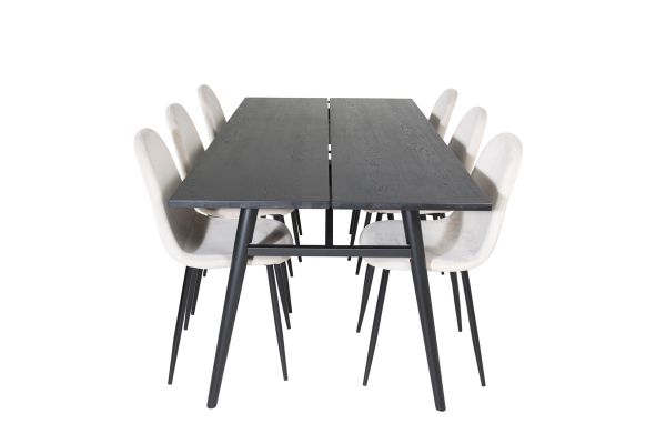 Imagine Vă rugăm să traduceți complet Sleek Extentiontable Black Brushed - 195*95+Polar Dining Chair- Black legs / Beige Velvet (ersätter 19902-880)_6