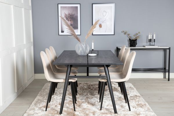 Imagine Vă rugăm să traduceți complet Sleek Extentiontable Black Brushed - 195*95+Polar Dining Chair- Black legs / Beige Velvet (ersätter 19902-880)_6