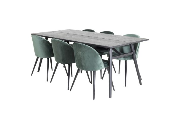 Imagine Masa de extensie eleganta neagra periat - 195 * 95+scaun de dining- catifea verde/negru_6