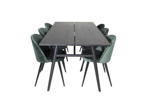 Imagine Masa de extensie eleganta neagra periat - 195 * 95+scaun de dining- catifea verde/negru_6