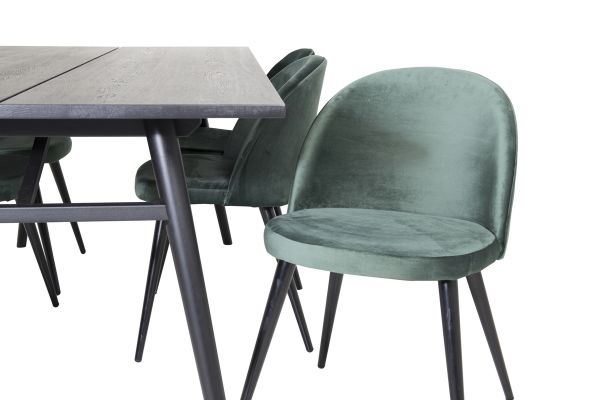 Imagine Masa de extensie eleganta neagra periat - 195 * 95+scaun de dining- catifea verde/negru_6