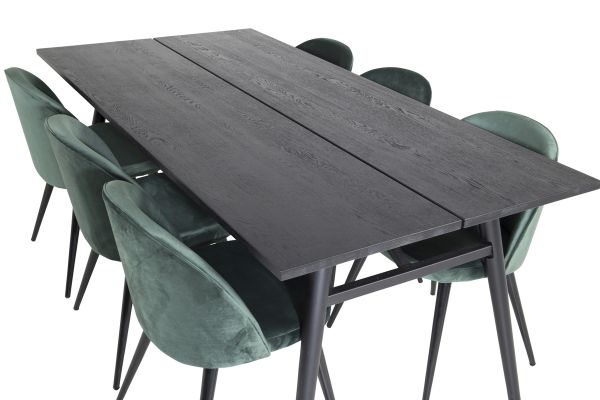 Imagine Masa de extensie eleganta neagra periat - 195 * 95+scaun de dining- catifea verde/negru_6