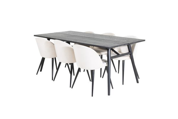 Imagine Tabel de extensie elegantă Sleek Negru Periat - 195*95+Scaun de masă - Bej/Negru_6