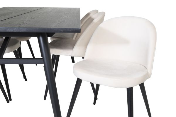 Imagine Tabel de extensie elegantă Sleek Negru Periat - 195*95+Scaun de masă - Bej/Negru_6