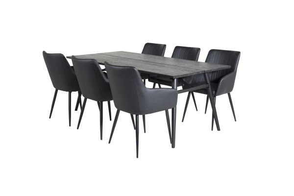 Imagine Extindeți completul Sleek Extentiontable Black Brushed - 190*95 +Comfort - Scaun pentru dining - Stejar/Negru _6