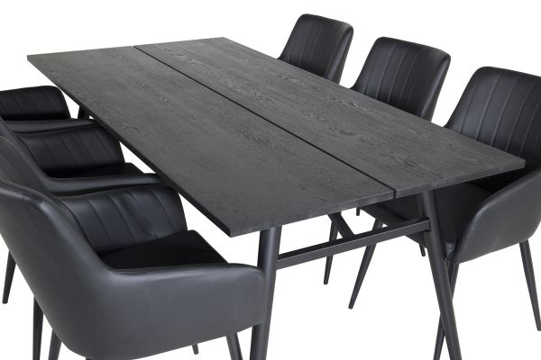 Imagine Extindeți completul Sleek Extentiontable Black Brushed - 190*95 +Comfort - Scaun pentru dining - Stejar/Negru _6