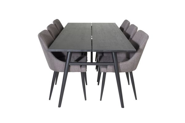 Imagine Tabel de extensie moderna Sleek Negru Periat - 190*95 + Scaun de dining Plaza - Negru/Gri Inchis _6