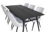 Imagine Sleek Extentiontable Negru Periat - 195*95+Scaun de Lux pentru Masa - Picioare Negre - Stofa Gri Deschis_6