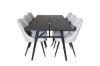 Imagine Sleek Extentiontable Negru Periat - 195*95+Scaun de Lux pentru Masa - Picioare Negre - Stofa Gri Deschis_6