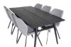 Imagine Masa de dining extensibila Sleek negru periat - 195*95 + Scaun de dining Gemma - Picioare negre - Material gri_6