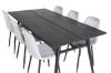 Imagine Vă rugăm să traduceți complet Sleek Extentiontable Black Brushed - 195*95+Polar Diamond Dining Chair - Black Legs - Grey Velvet_6