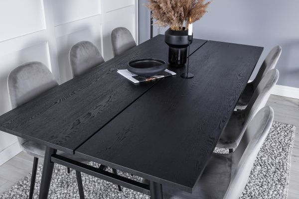 Imagine Masa de extensie Sleek neagră periată - 195*95+ Scaun de dining Polar - picioare negre / Catifea gri deschis (înlocuiește 19902-885)_6