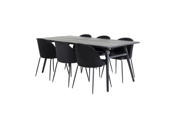 Imagine Sleek Extentiontable Black Brushed - 195*95+Wrinkles Scaun de dining - Picioare negre - Catifea neagră_6