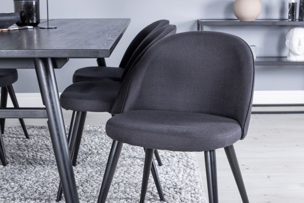 Imagine Extensie tabel Sleek Negru Periat - 195*95+Scaun de Dining Velvet - Picioare Negre- Material Negru_6