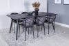 Imagine Tabel extensibil elegant negru periat - 195*95 + scaun de dining Vault - picioare negre - material cu imprimeu floral negru_6