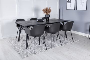 Imagine Extinsie de masă Sleek Neagră periată - 195*95+Scaun de dining Comfort din plastic - Picioare negre - Plastic negru_6