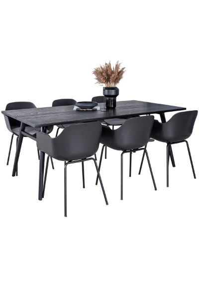 Imagine Extinsie de masă Sleek Neagră periată - 195*95+Scaun de dining Comfort din plastic - Picioare negre - Plastic negru_6