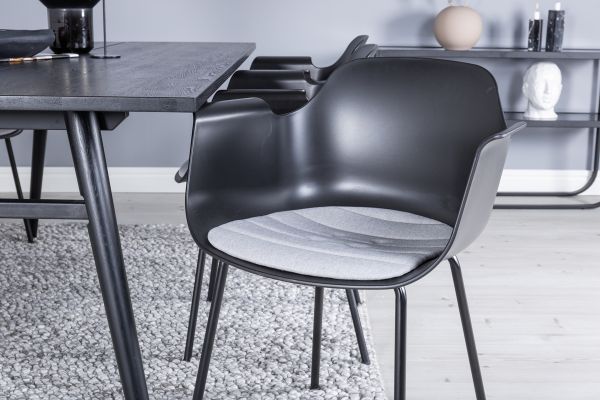 Imagine Extinsie de masă Sleek Neagră periată - 195*95+Scaun de dining Comfort din plastic - Picioare negre - Plastic negru_6